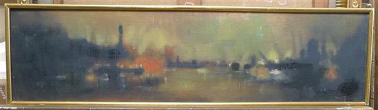 Anthony Robert Klitz (1917-2000) Riverscape at dusk 11.75 x 45.5in.